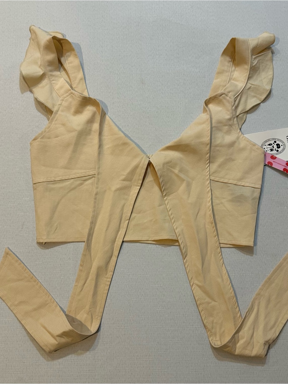 Cider Beige Tie Front Crop Top Size M NWT - Picture 1 of 15